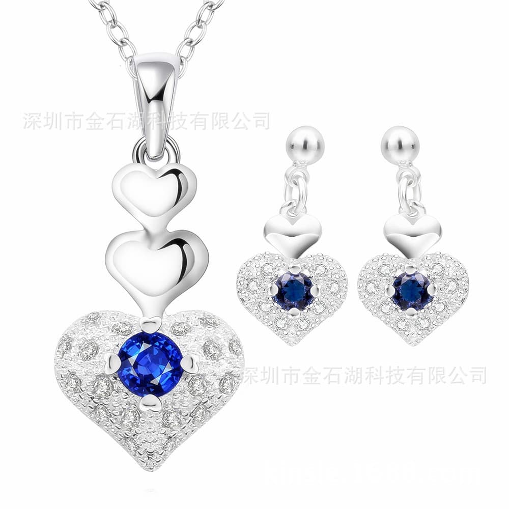 Heart-Shaped Necklace Earrings Set
