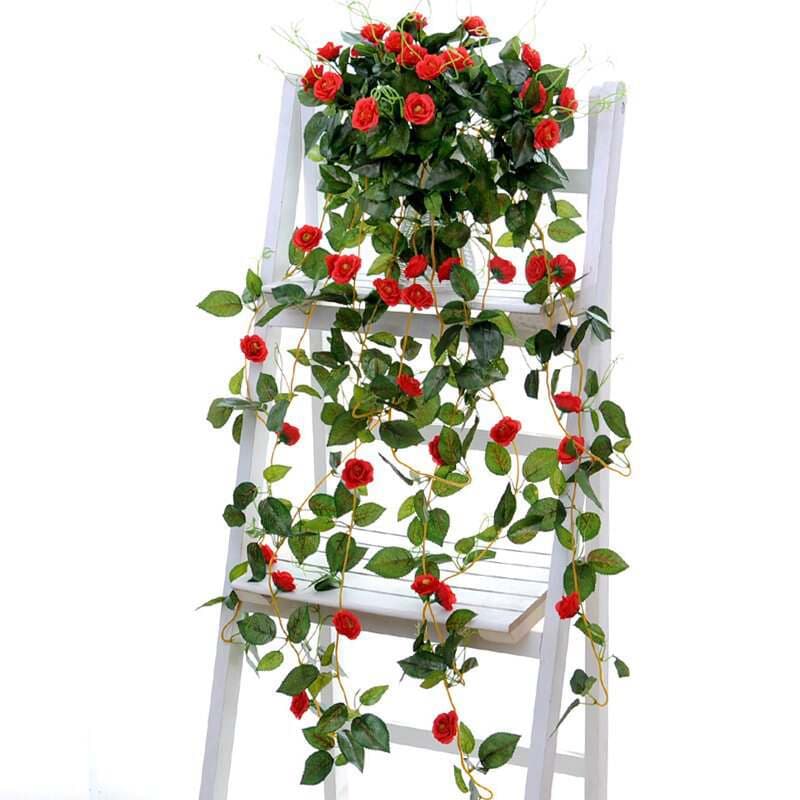 Korean Rose Wall Hanging Basket Simulation Fake Flower Wedding Home Decoration Fake Flower Wall Art Decoration Hanging Simulation Flower 3
