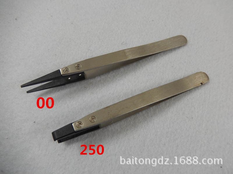 Acid and Alkali Resistant Tweezers Permanent Anti-static Plastic Tip/flat Head Replaceable Head Stainless Steel Tweezers ESD-242 5