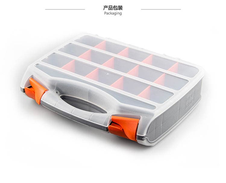 Double-sided large handle transparent parts Box storage box accessories box fish hook box sundries box storage partition detachable 5