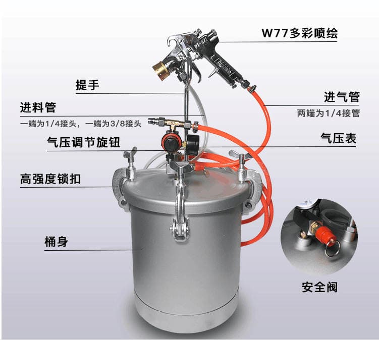 High quality water-in-water colorful spray gun 10 liters simple pressure bucket spray paint can imitation marble spray paint tool 2
