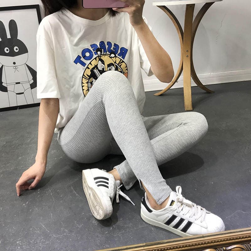 Extra large size thread cotton foot split nine points leggings high elastic tight long pants outside wear small feet pants wholesale 5