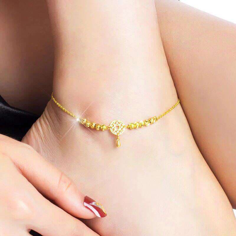 Gold-plated anklet female Korean style fashion money small gold beads student Mori hand and foot chain gift wholesale 3