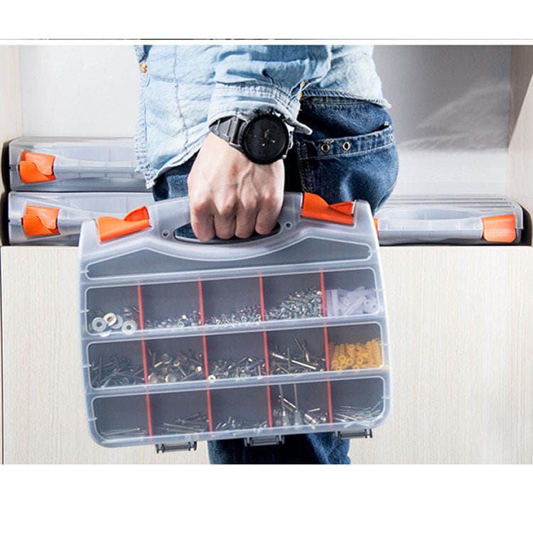 Double-sided large handle transparent parts Box storage box accessories box fish hook box sundries box storage partition detachable 1