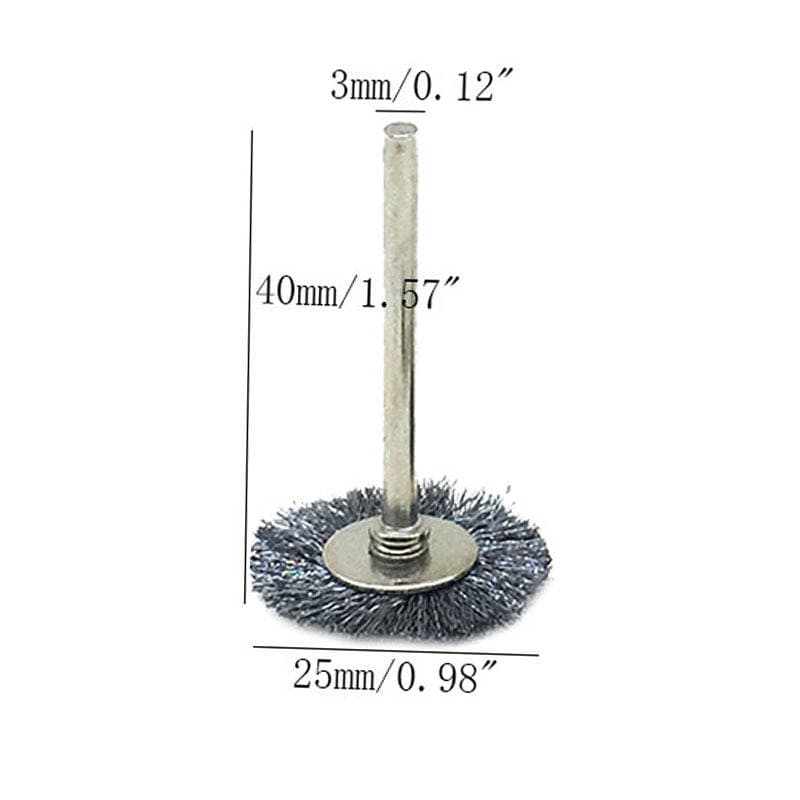 Wholesale T-shaped stainless steel wire brush with handle mini brush wood carving root carving rust removal polishing polishing electric grinding accessories handle 3mm 4