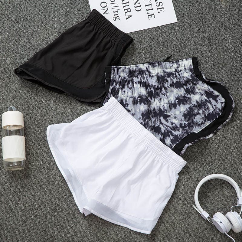 Summer New Fake Two-piece Sports Mesh Shorts Anti-running Loose Breathable Running Yoga Fitness Shorts for Women 2