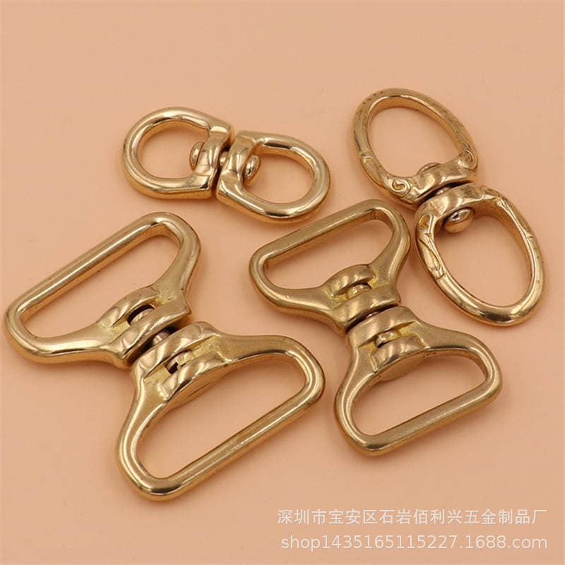 Pure brass eight-character ring square bottom 360-degree rotation 8-character ring direction rotation ring leather accessories wholesale 2