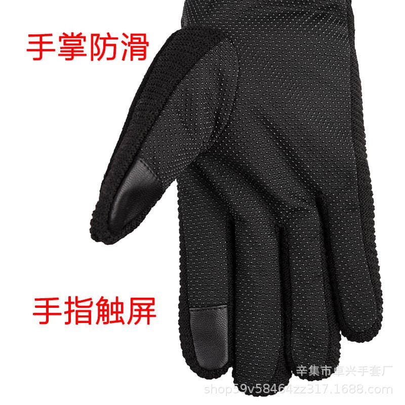 Leather Gloves Men's Winter Outdoor Riding Cold-proof Warm Thickened Fleece-lined Pigskin Gloves Touch Screen Cycling Motorcycle 4
