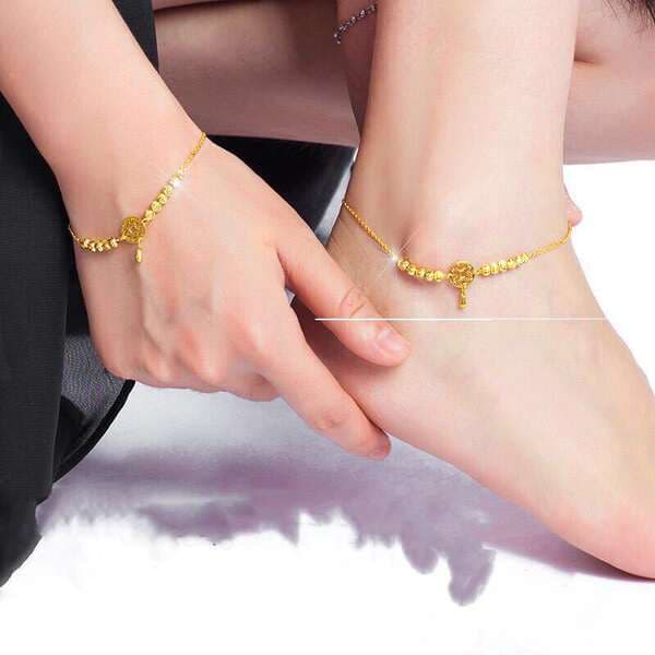 Gold-plated anklet female Korean style fashion money small gold beads student Mori hand and foot chain gift wholesale