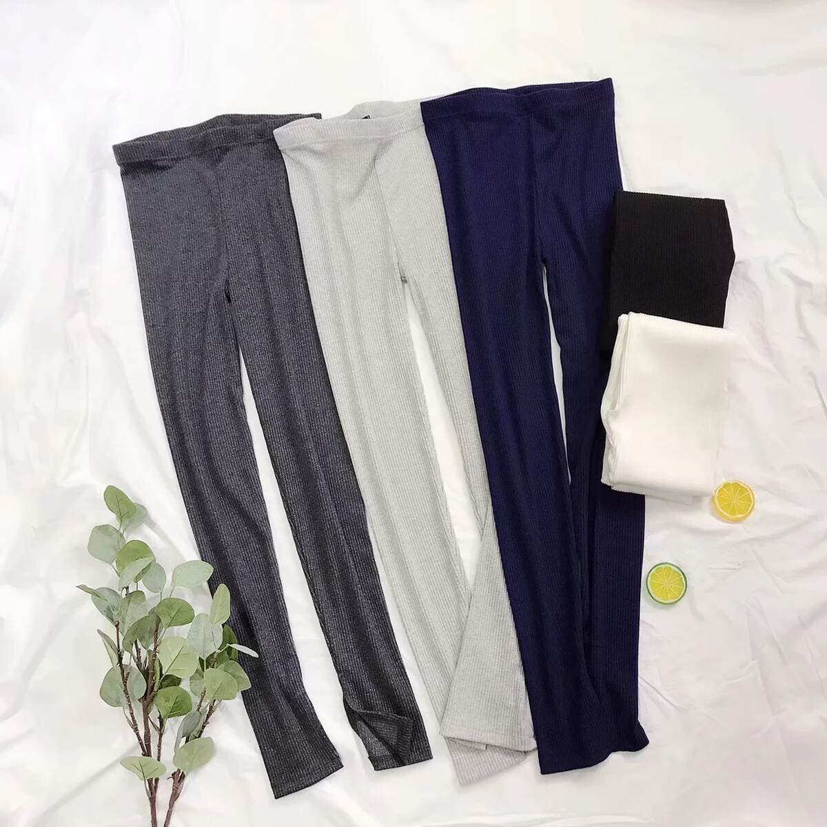 Korean version of the thread cotton foot split nine leggings high elastic tight long pants outside wear small feet pants wholesale 2