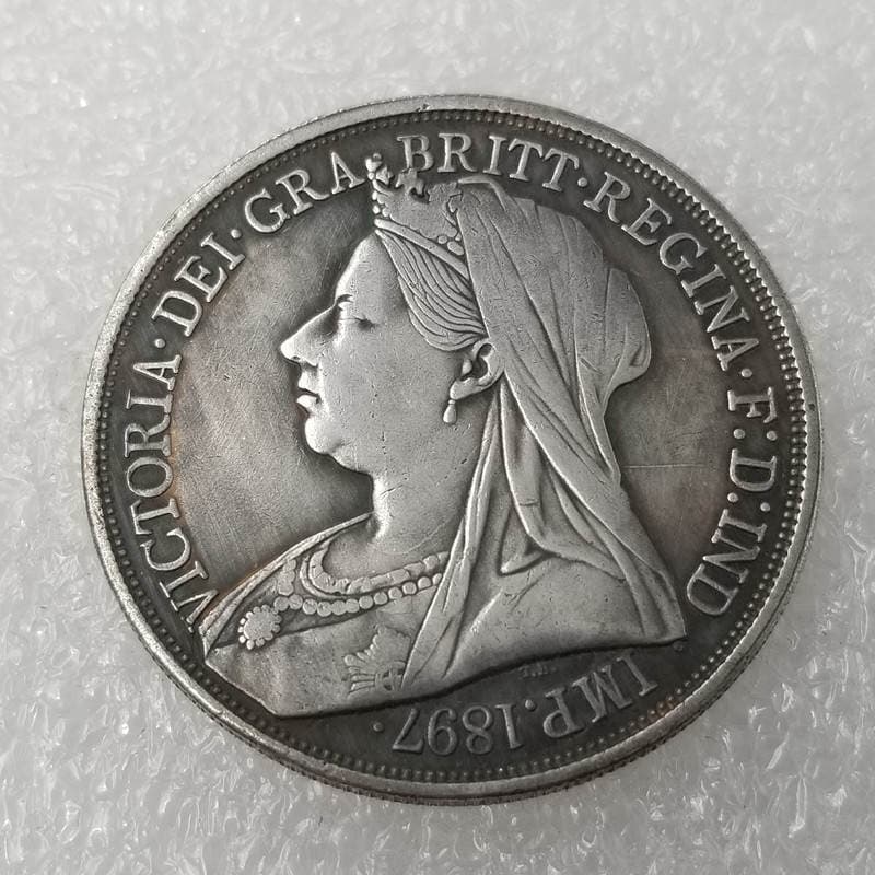 Antique Crafts 1897 British Victoria Brass Silver Plated Silver Dollar Silver Round Wholesale #163 1
