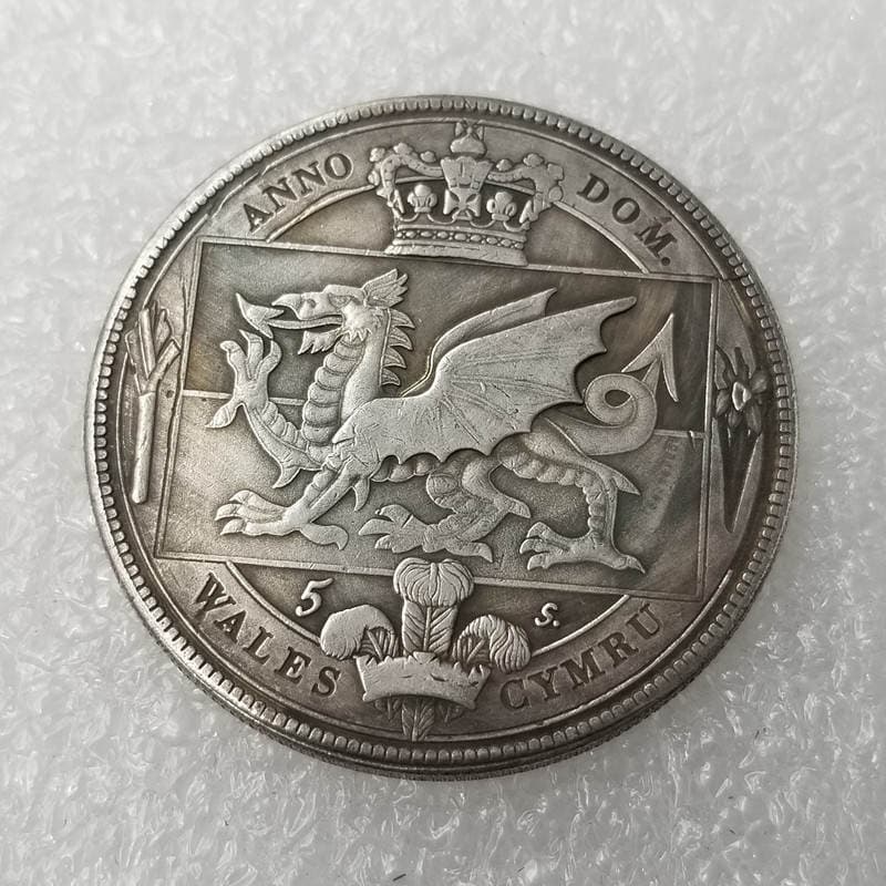 Antik Britaniya 1887 Gümüşü Örtüklü Bürünc Dollar Sikkəsi #164 1
