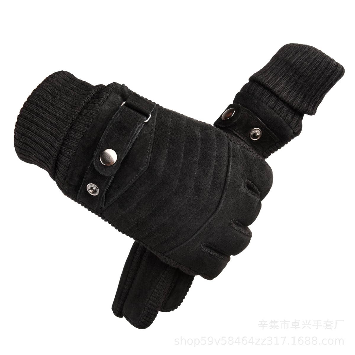 Leather Gloves Men's Winter Outdoor Riding Cold-proof Warm Thickened Fleece-lined Pigskin Gloves Touch Screen Cycling Motorcycle 5
