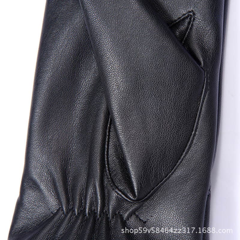 Touch Screen Gloves Women's Winter Women's Rex Rabbit Fur Ball Leather Gloves Warm New Cute Slimming Tram Driving Gloves 3