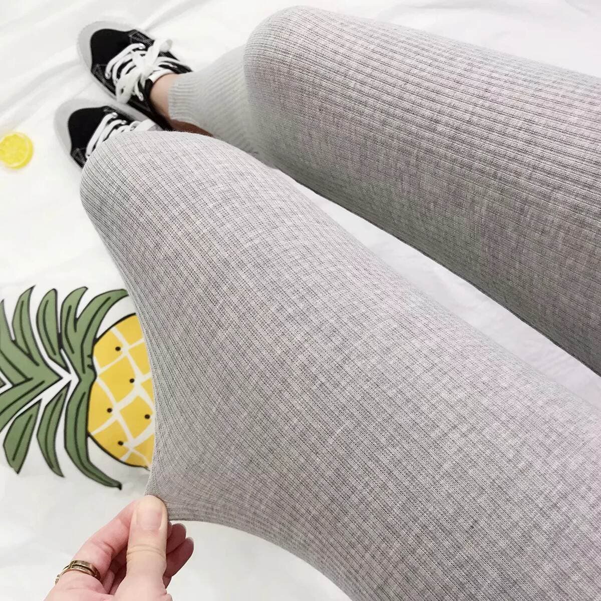 Korean version of the thread cotton foot split nine leggings high elastic tight long pants outside wear small feet pants wholesale 4