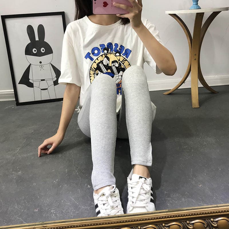 Extra large size thread cotton foot split nine points leggings high elastic tight long pants outside wear small feet pants wholesale 2