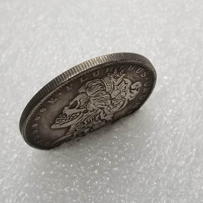 Antique Crafts 1885 Tramp Skull Silver Plated Coin Morgan Coin Replicated Commemorative Coin Foreign Coin Coin 5