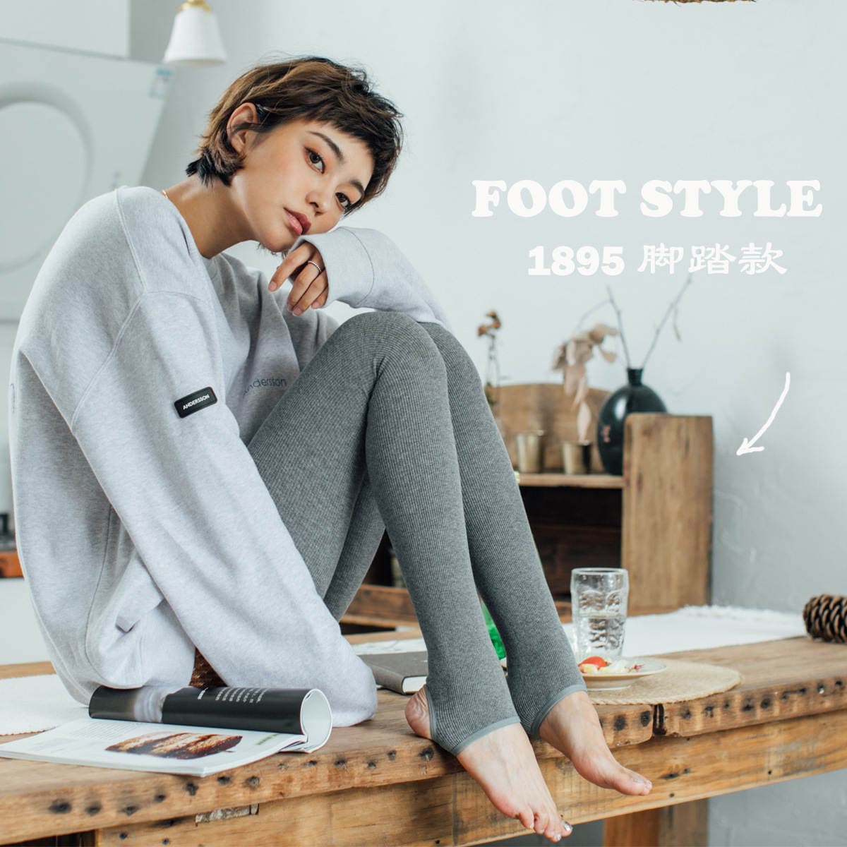HENNY RUE autumn and winter new vertical striped one-piece leggings pantyhose ladies warm slim bottoming socks 1