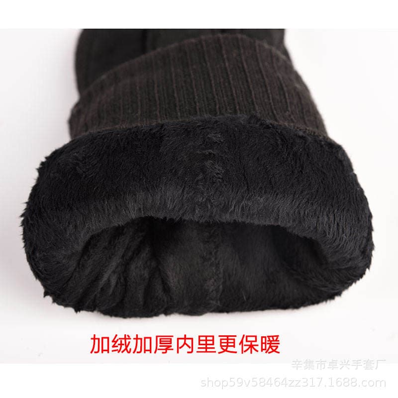 Leather Gloves Men's Winter Outdoor Riding Cold-proof Warm Thickened Fleece-lined Pigskin Gloves Touch Screen Cycling Motorcycle 2