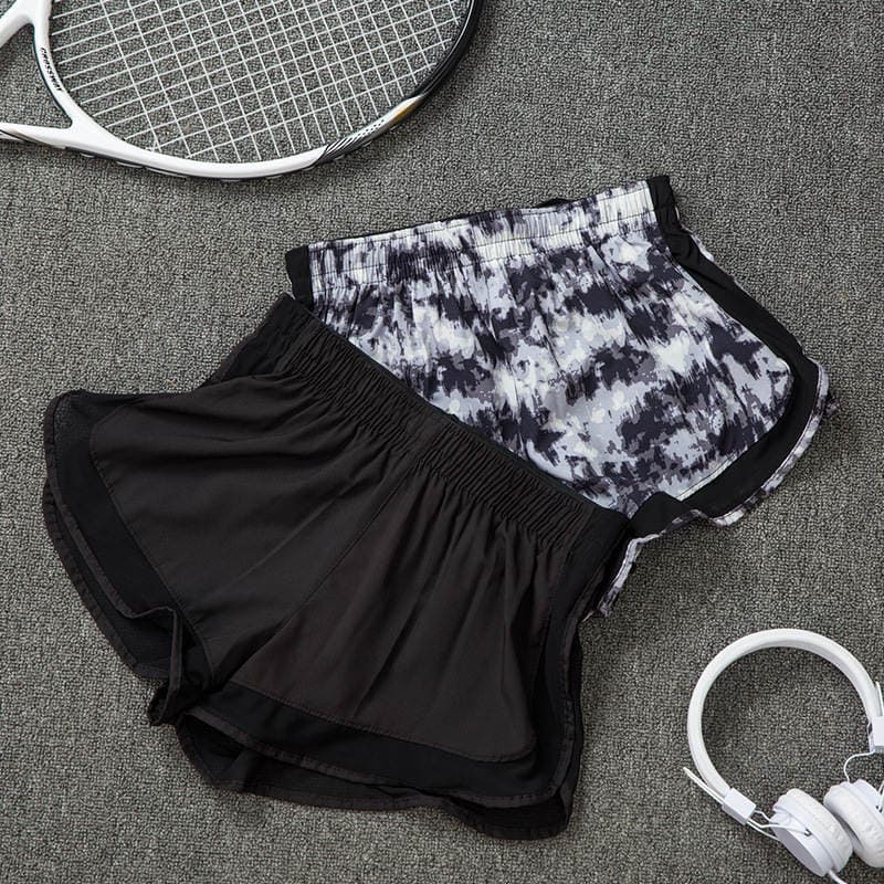 Summer New Fake Two-piece Sports Mesh Shorts Anti-running Loose Breathable Running Yoga Fitness Shorts for Women 3