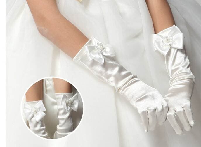 Children's bow gloves, children's dress, flower girl's gloves, wedding photography princess dress accessories 3