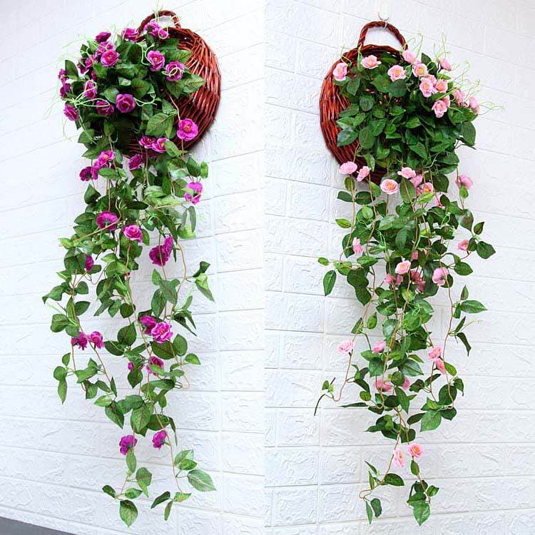 Korean Rose Wall Hanging Basket Simulation Fake Flower Wedding Home Decoration Fake Flower Wall Art Decoration Hanging Simulation Flower 1