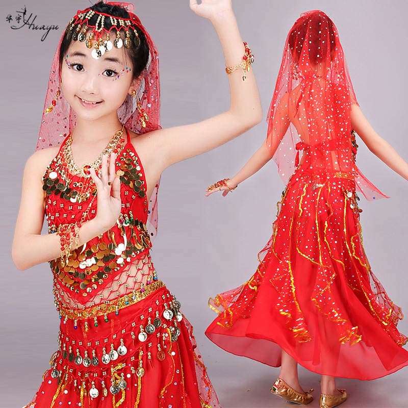 Huayu Dance Costumes Kindergarten Performance Set Children's Belly Dance Indian Dance Performance Role Play Ethnic Style 1
