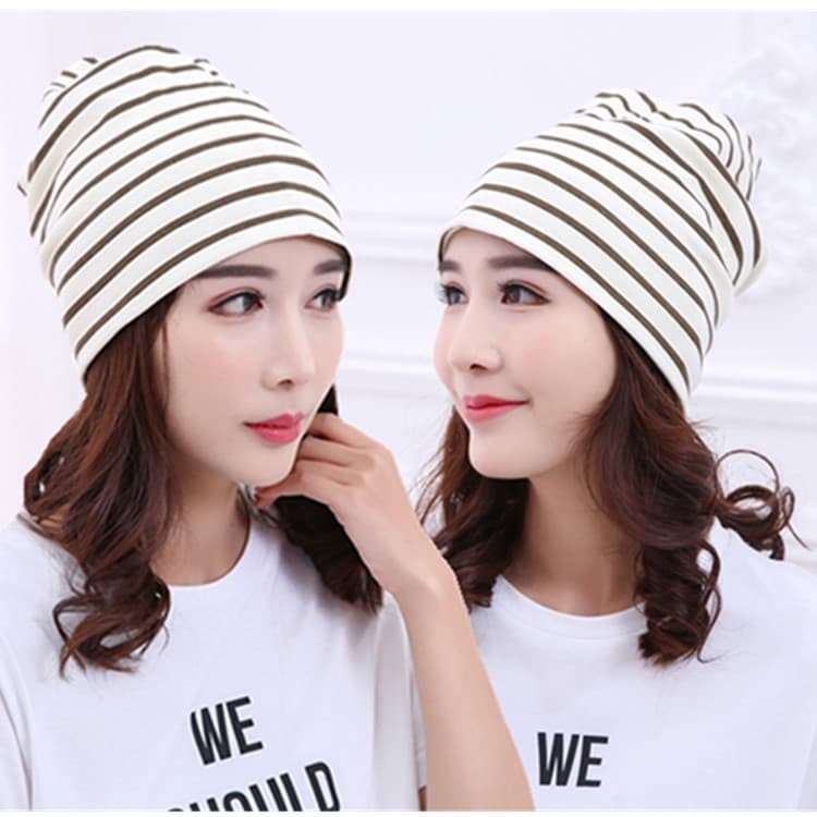 Striped pile cap Brown