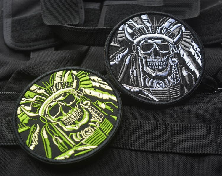 Spot Supply Death Skull Embroider Badge Velcro Bag with Cloth Label Badge Backpack Portable 5
