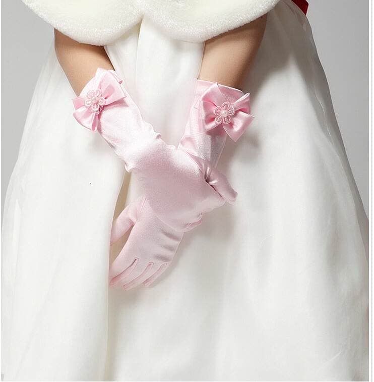 Children's bow gloves, children's dress, flower girl's gloves, wedding photography princess dress accessories 4