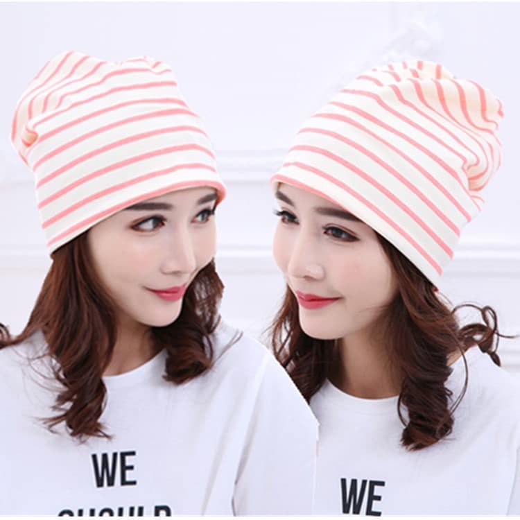 Striped Pile Cap Pink