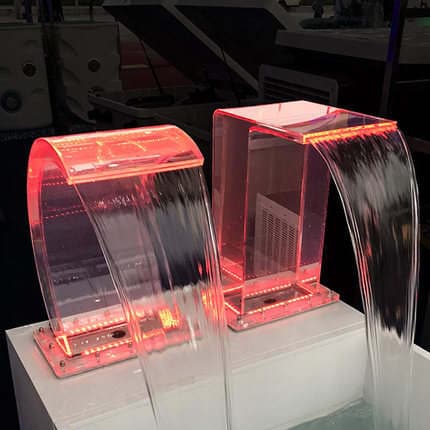 Hovuz/spa üçün pleksiglas LED su pərdəsi qövs püskürtmə başlığı 3