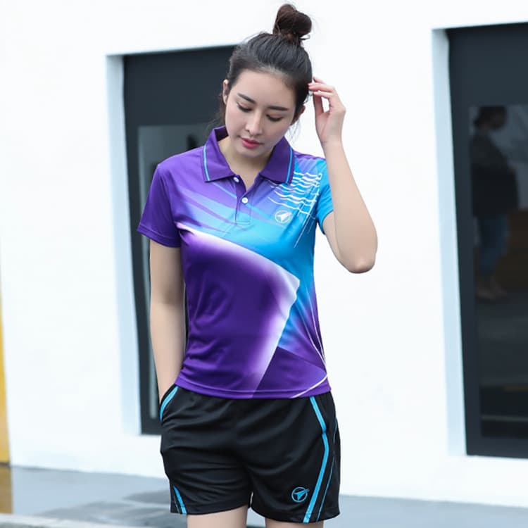 Women's AF002 purple top + AK002 blue edge pants