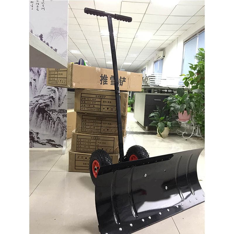 Hand push wheel snow shovel road snow removal snow plate stainless steel snow removal plate double wheel snow removal shovel 5