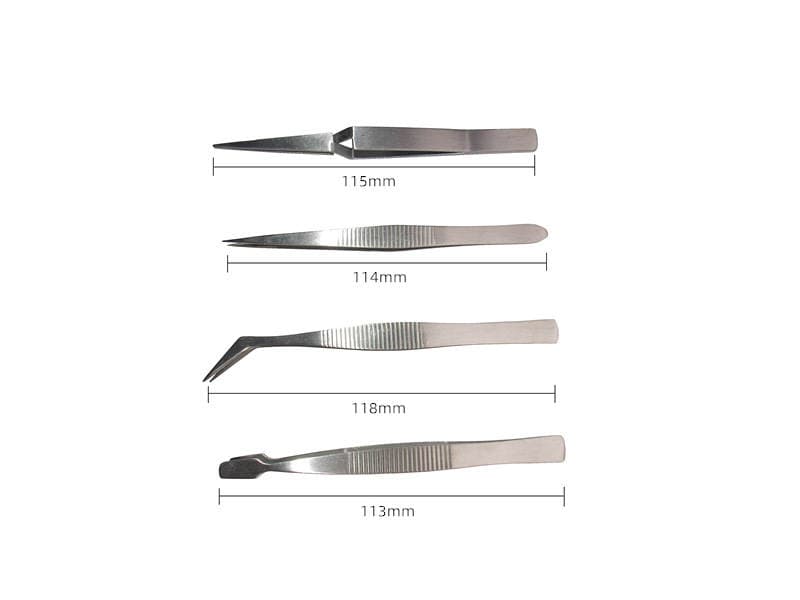 Spiked Tweezers Pointed Elbow Flat Tweezers Set Nail Art Maintenance Clamping Tweezers Combination 4-piece Set Thickened 3