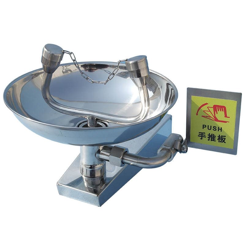 Industrial high quality 304 stainless steel wall-mounted eye washer wall-mounted emergency double-mouth laboratory eye washer factory 5