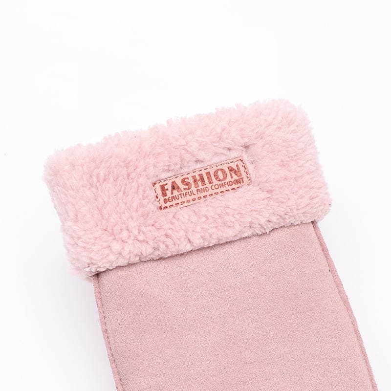 Winter Warm Thickened Velvet Gloves Touchscreen Suede Cold-proof Windproof Outdoor Riding Cute Gloves for Girls 3