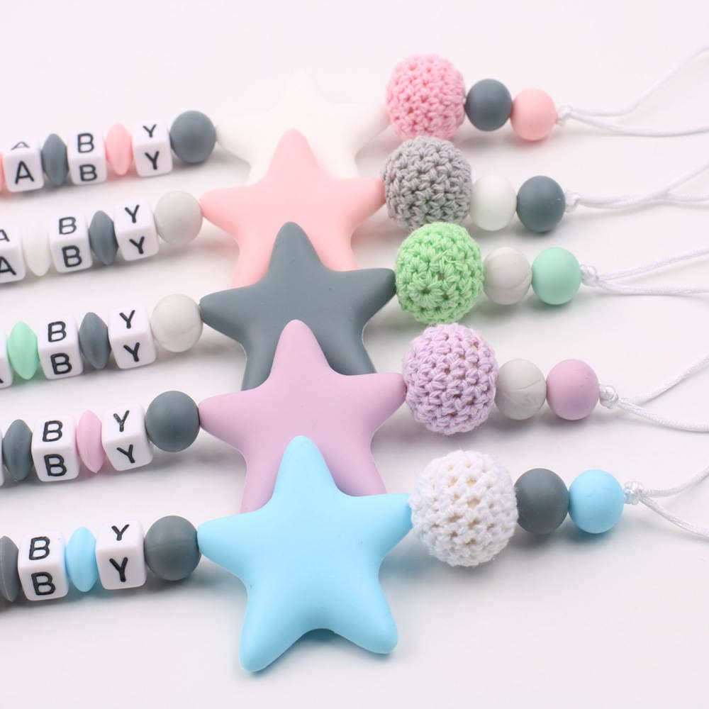 INS mother and baby products pacifier chain explosion silicone pacifier chain Amazon foreign trade five-pointed star anti-drop chain 4