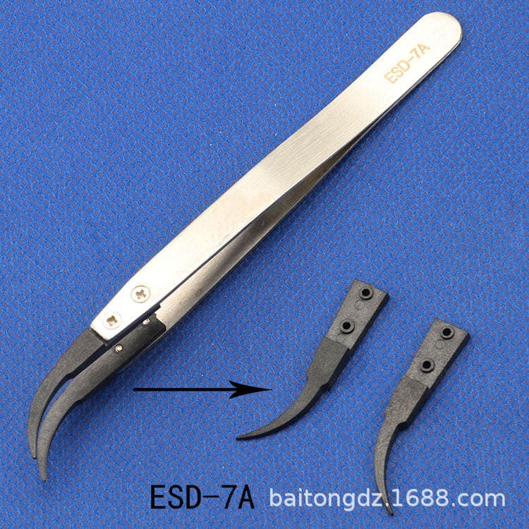 Carbon Fiber Tweezers Permanent Anti-static Plastic Tips Replaceable Head Stainless Steel Tweezers ESD-259 3