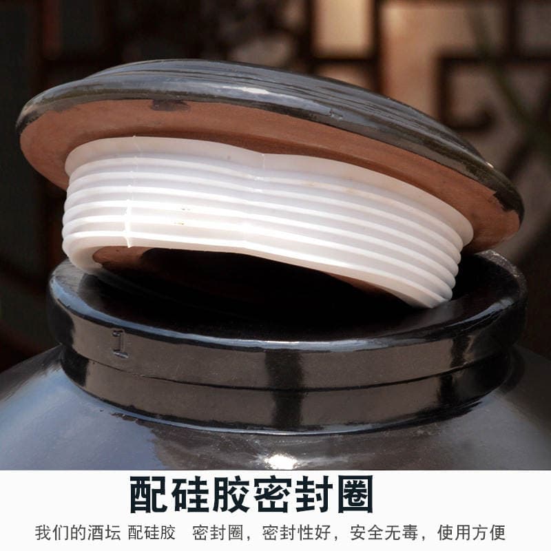 Wine Jar Ceramic Wine Jar Wine Jar Earthenware 100kg Wine Jar Wine Jar Black Glaze Sealed Household with Lid 4