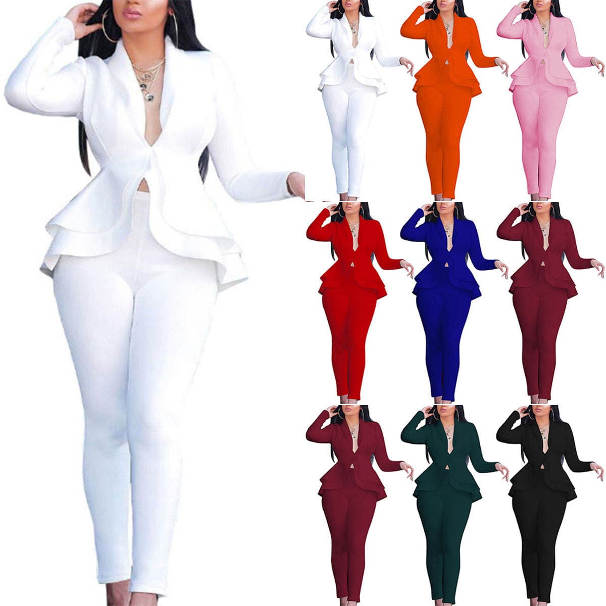 Cross-border supply 2022 Europe and the United States fashion ruffled air layer business uniform casual suit 1