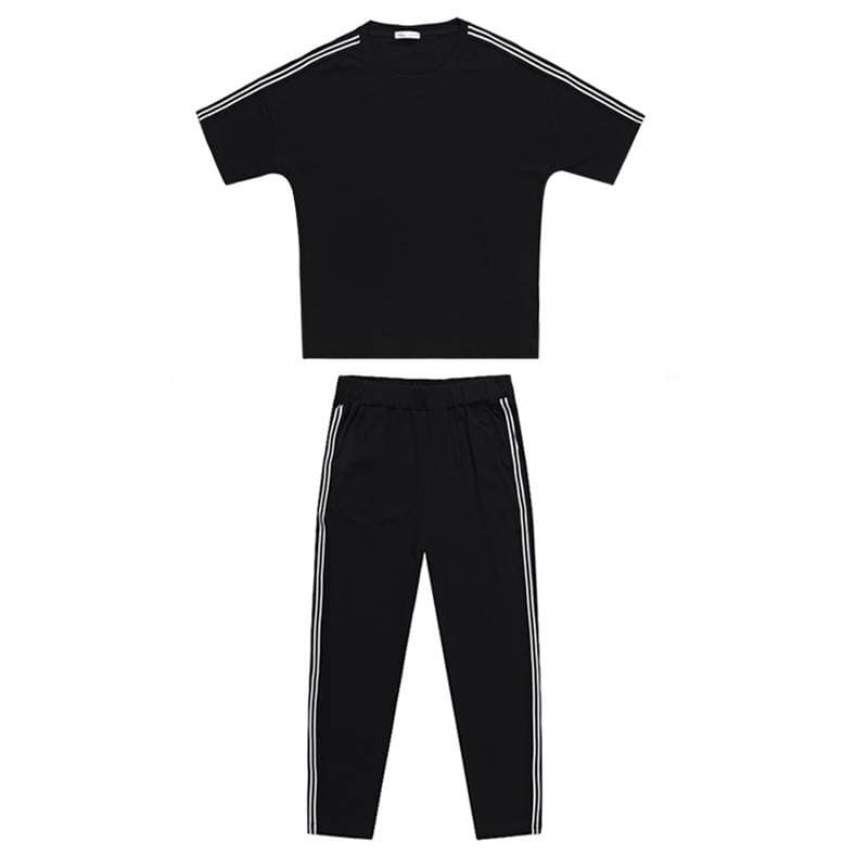 Sports Suit Women's Summer 2021 Loose Fashionable Casual Spring Korean Style Student T-shirt Harlan Pants Two-piece Set Trendy 5