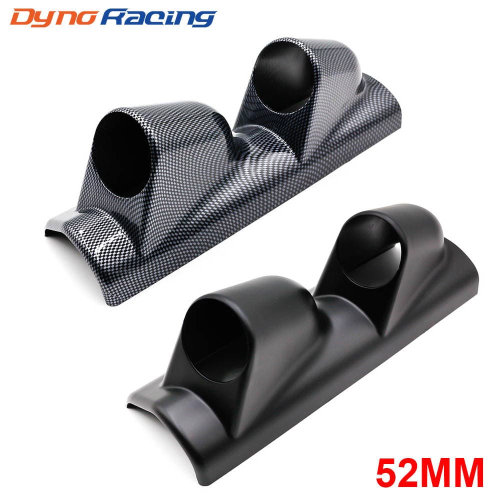 Car modification 52mm double hole instrument frame racing left frame black carbon fiber 2 hole instrument cover 2 inch Universal 1