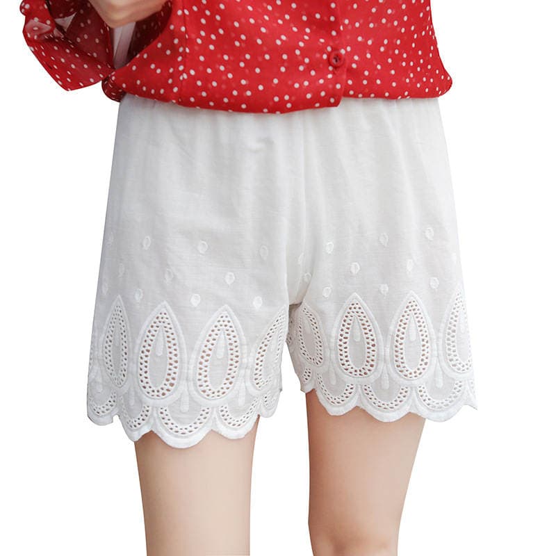 2019 New Summer Pure Cotton Safety Pants Women's Jacquard Lace Base Shorts Large Size Three-point Anti-light Safety Pants 2