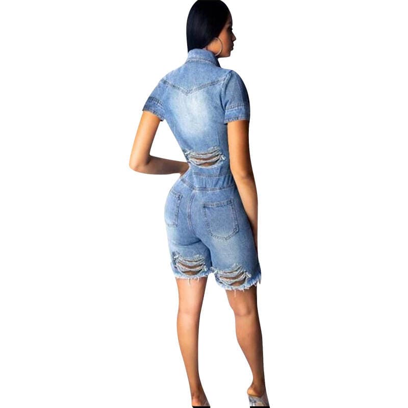 Fashion Casual Denim Shorts European and American Best Selling Amazon New Denim One-piece Shorts Ripped Denim Shorts 5