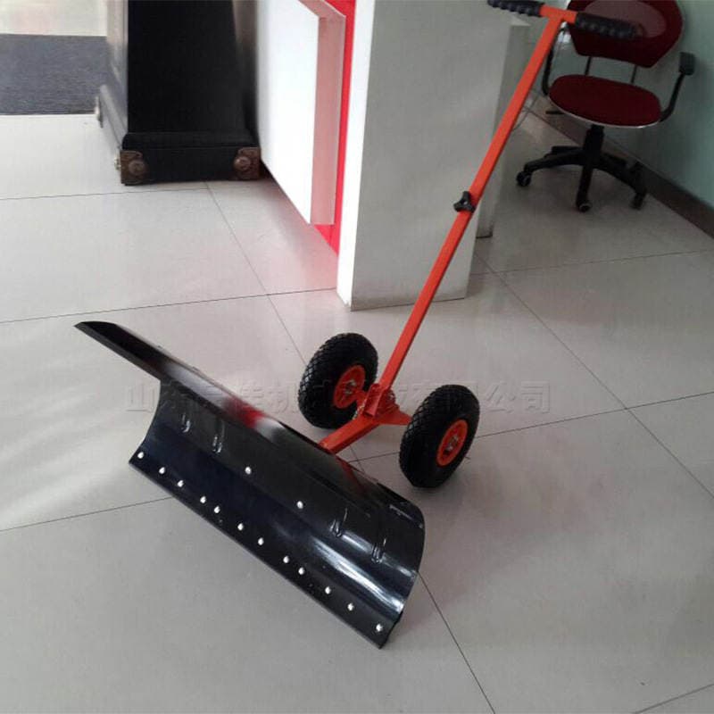 Hand push wheel snow shovel road snow removal snow plate stainless steel snow removal plate double wheel snow removal shovel 3