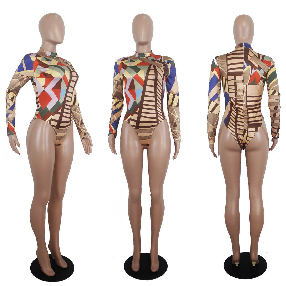 D9209 Amazon Hot Selling European and American Women's Sexy Geometric Pattern Positioning Printed Jumpsuit + Pants Two-Piece Set 3