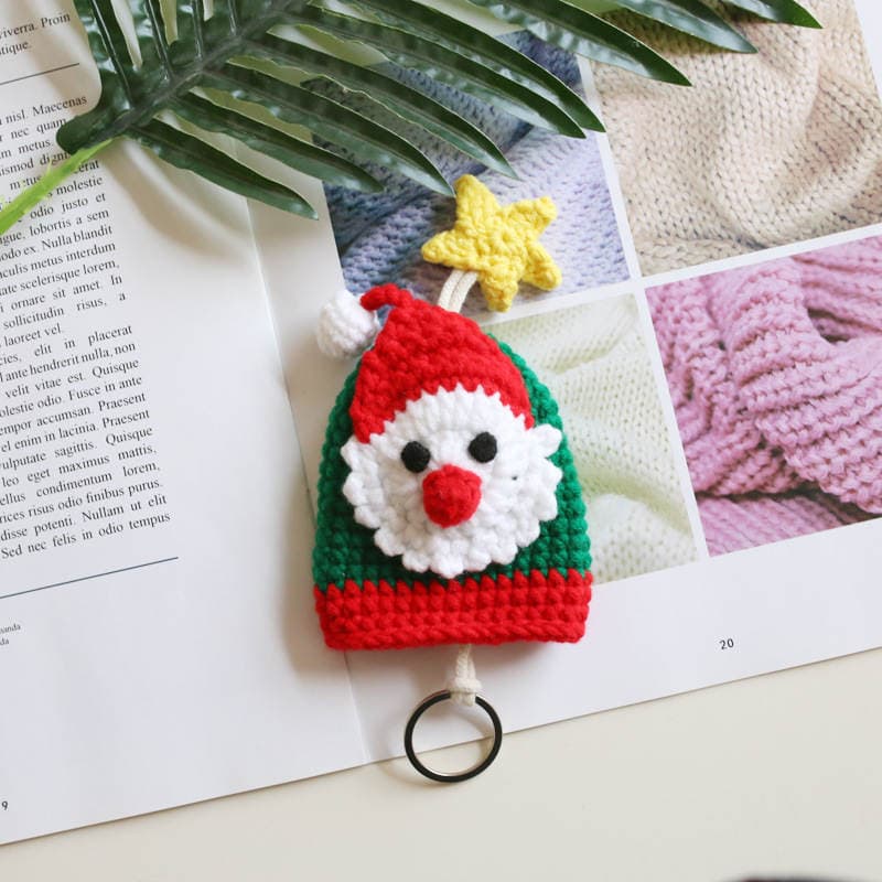 Handmade Santa Claus knitted key case Christmas gift wool crochet key case finished product 4