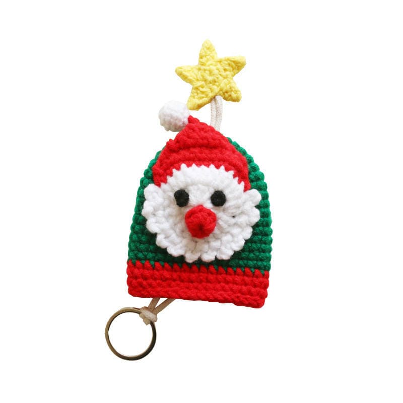 Handmade Santa Claus knitted key case Christmas gift wool crochet key case finished product 5