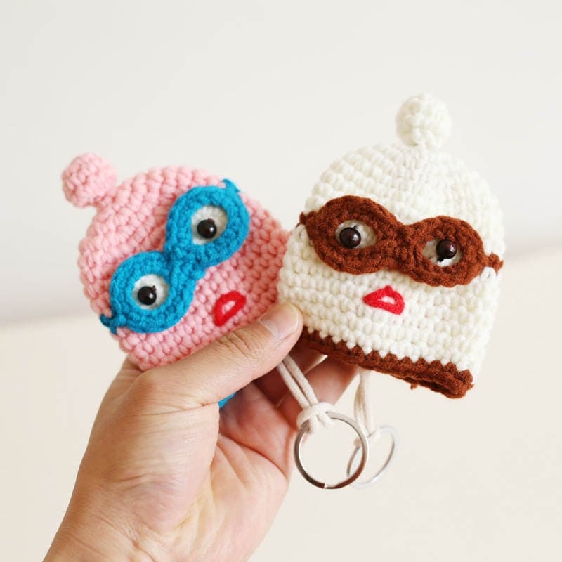 Japanese Cartoon Handmade Knitted Key Bag Shake Tone Same Style Wool Crocheted Bag Girl's Creative Key Protective Cover 2
